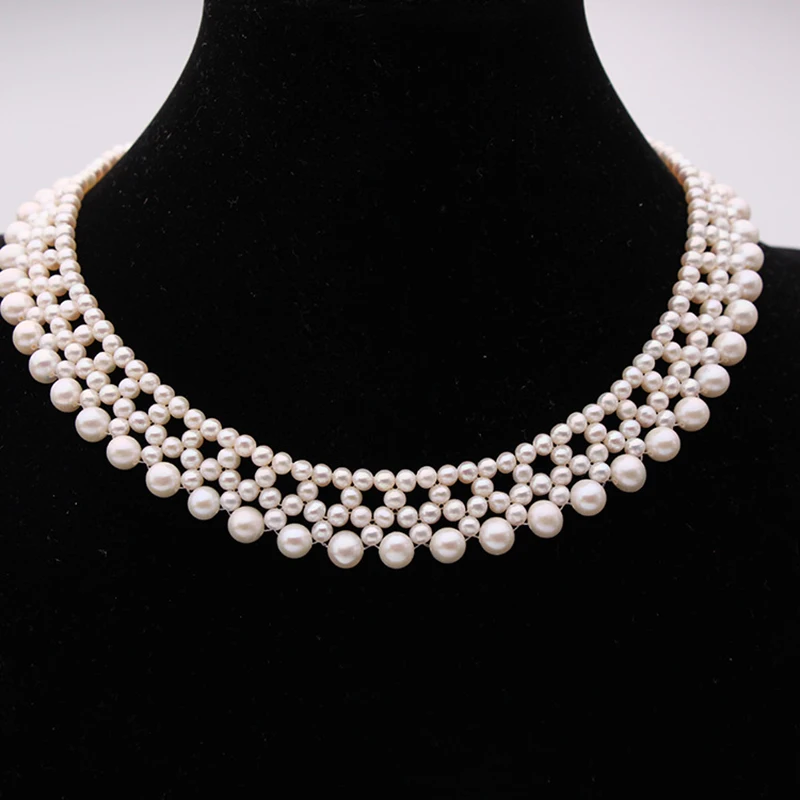 

Natural fresh water multilayer sweater necklace 210327-28