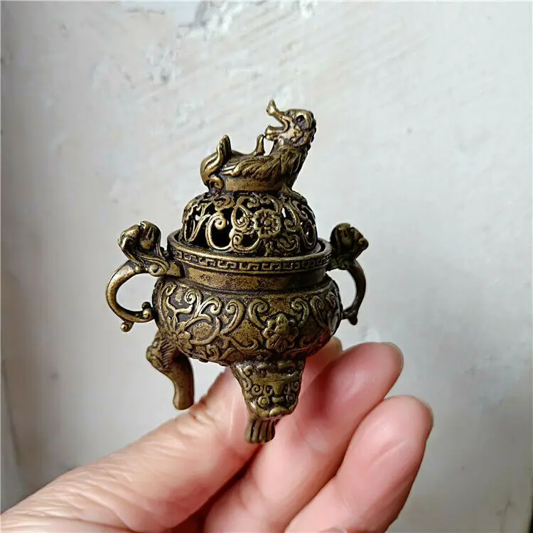 

Brass Antique Incense Burner Tripod Pixiu Tea Ceremony Incense Burner Ornaments