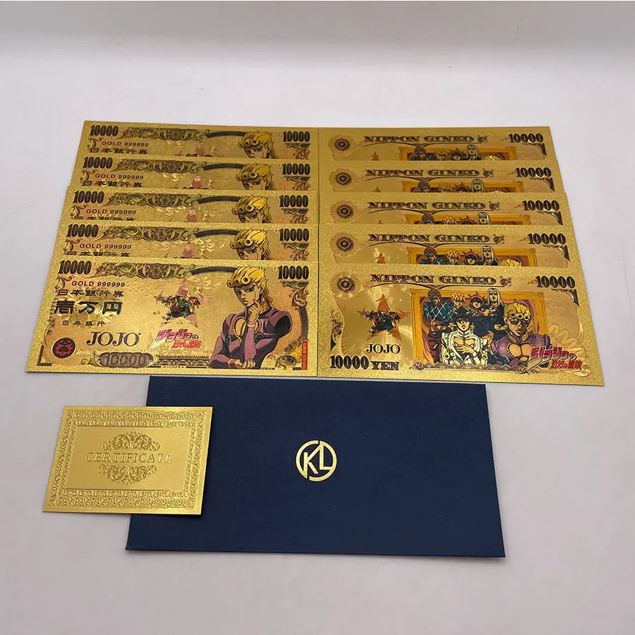 9 видов японских классических золотых аниме наклеек для банкнот
