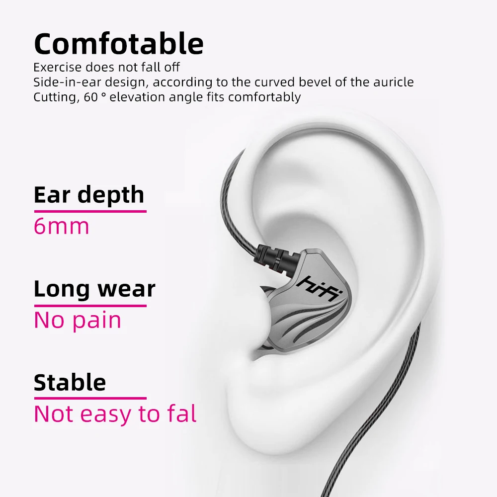 

ANMONE Wired Earphones In-Ear Bass HiFi Dual Units Earphones Game Running Sports Earbud with Microphone