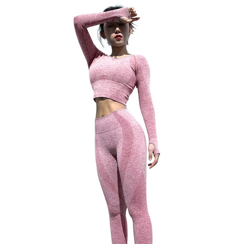 Pink BINAND бесшовный комплект для йоги, одежда для спортзала, леггинсы для женщин, спортивная одежда для йоги, топ для фитнеса, женский спортивный костюм, женский костюм для бега - Цвет: Pink