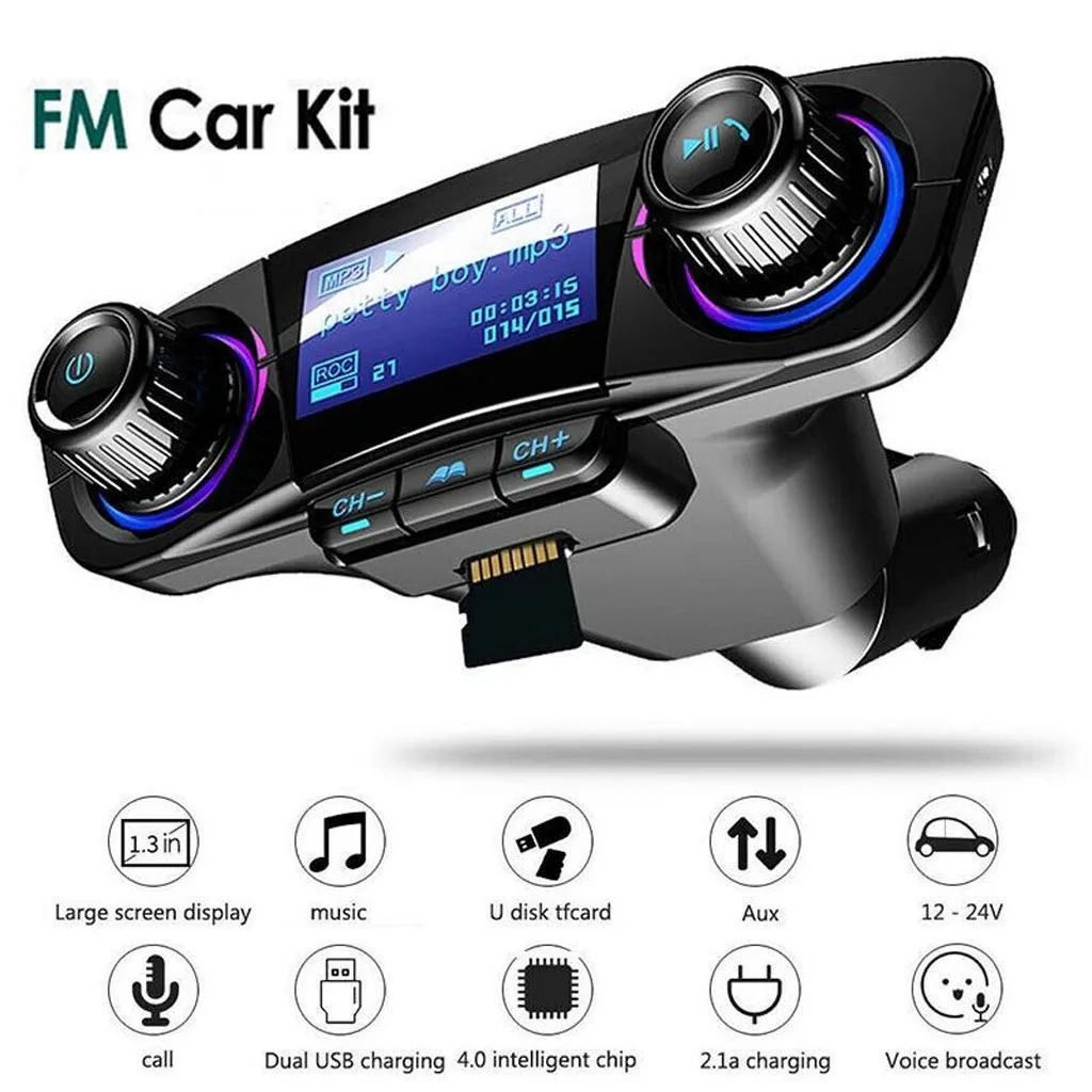 

BT Car Bluetooth FM Transmitter MP3 Player Wireless Handsfree Audio Receiver Auto MP3 Player Radio Adapter Kit USB Charger