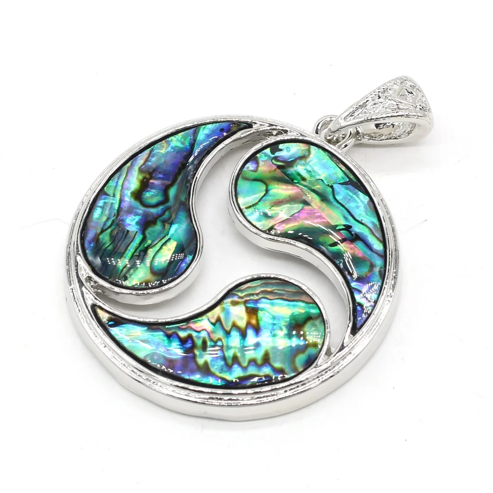 New Style Natural Shell Pendant Round Silver Color Alloy for Jewelry Making DIY Women Necklace Accessories 42x42mm | Украшения и