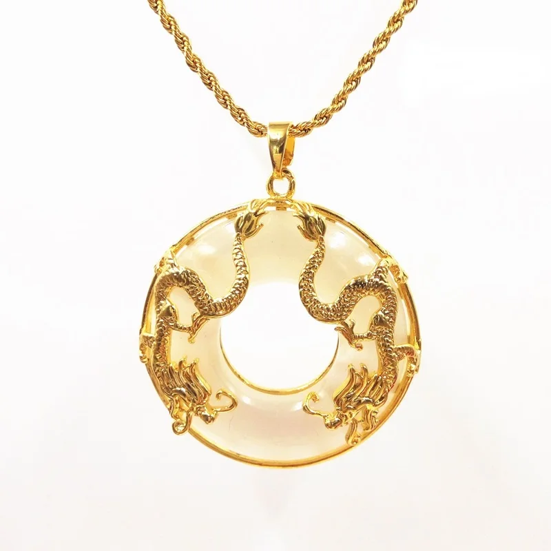 OMHXFC Wholesale European Fashion Unisex Party Birthday Wedding Gift Black Dragon Round Opal 18KT Real Gold Charm Pendant PN116 | Украшения