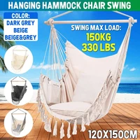 hammock chair hanging rope swing bed outdoor indoor home decor swing chair with 2 pillow 120x150cm