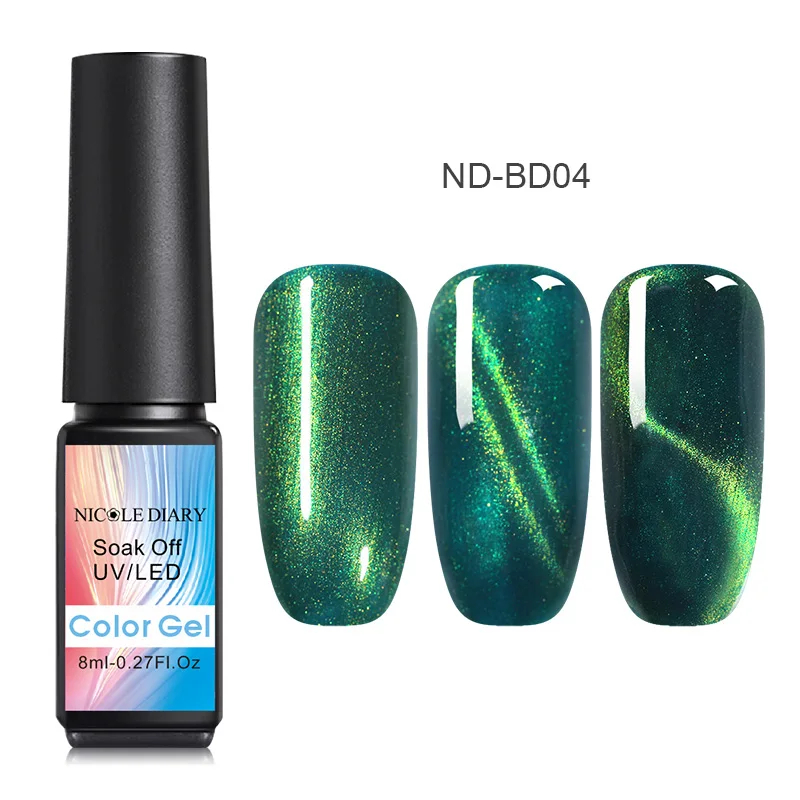 ND-BD04 NICOLE DIARY 8 мл голографический кошачий глаз гель Магнитный УФ-гель для ногтей лак магнит УФ светодиодный гель-лампа маникюрный лак Искусство DIY - Цвет: ND-BD04