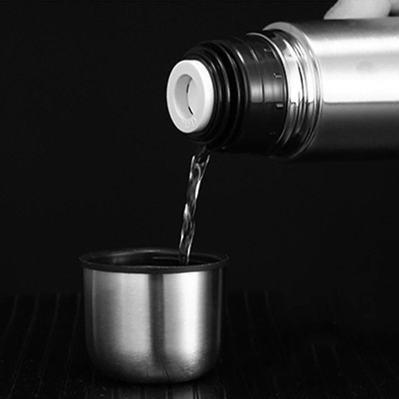 Термос в форме пули 1000 мл двухслойная бутылка из нержавеющей стали с колбой для