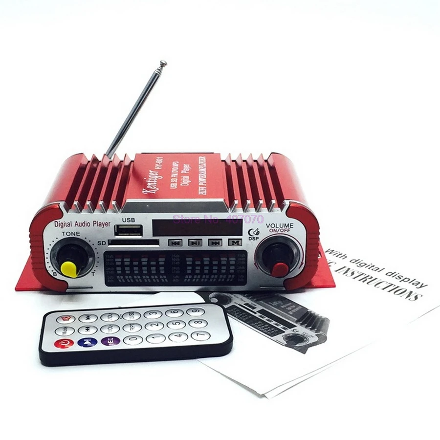 DHL или Fedex 50 шт. HY601 USB FM аудио 12 В светодиодный стерео усилитель радио MP3 динамик