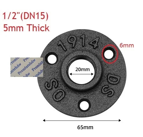 0.5Inches DN15 4 шт./лот 1/" 3/4" " 1,25" 1," 2" ковкого чугуна чугунный фланец Базовая труба Лофт промышленный Ретро Декор пол стены резьба Unfinish - Цвет: 0.5Inches DN15