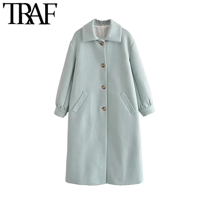 

Пальто женское Шерстяное однобортное свободного покроя с рукавами-фонариками и карманами