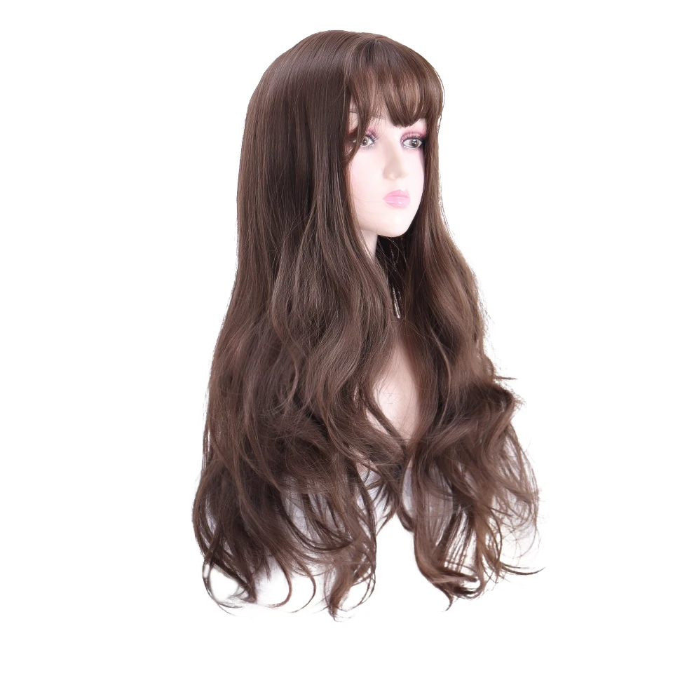 DIFEI 3 цвета синтетические парики длинные волнистые парик с челкой термостойкие