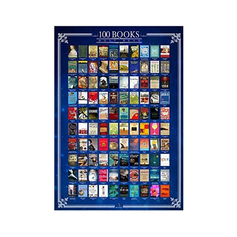 100 книг постер от царапин должен читать все времена список ведра большой 16 5x23 4