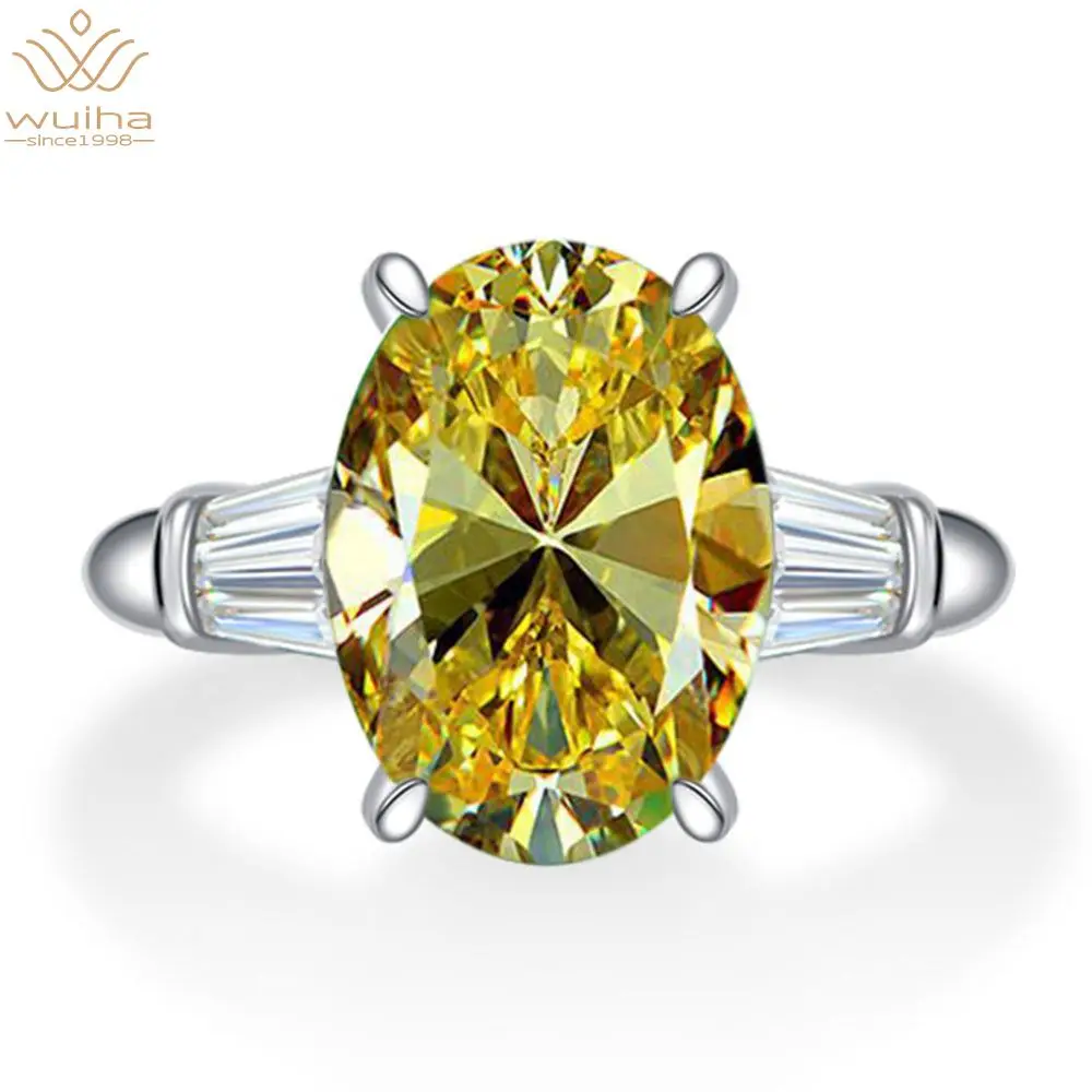 

Wuiha Classic 100% 925 Sterling Silver Citrine Gemstone Birthstone Wedding Engagement Diamonds Ring Fine Jewelry Wholesale