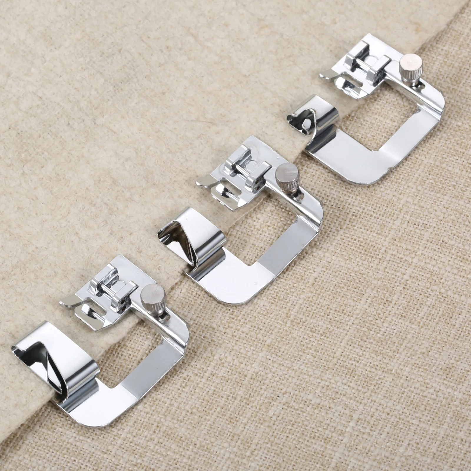 3pcs/kit Domestic Sewing Machine Presser Rolled Hem Feet 1/2" 3/4" 1" Hemmer Feet 13/19/25mm Singer Brother Janome Babylock Elna