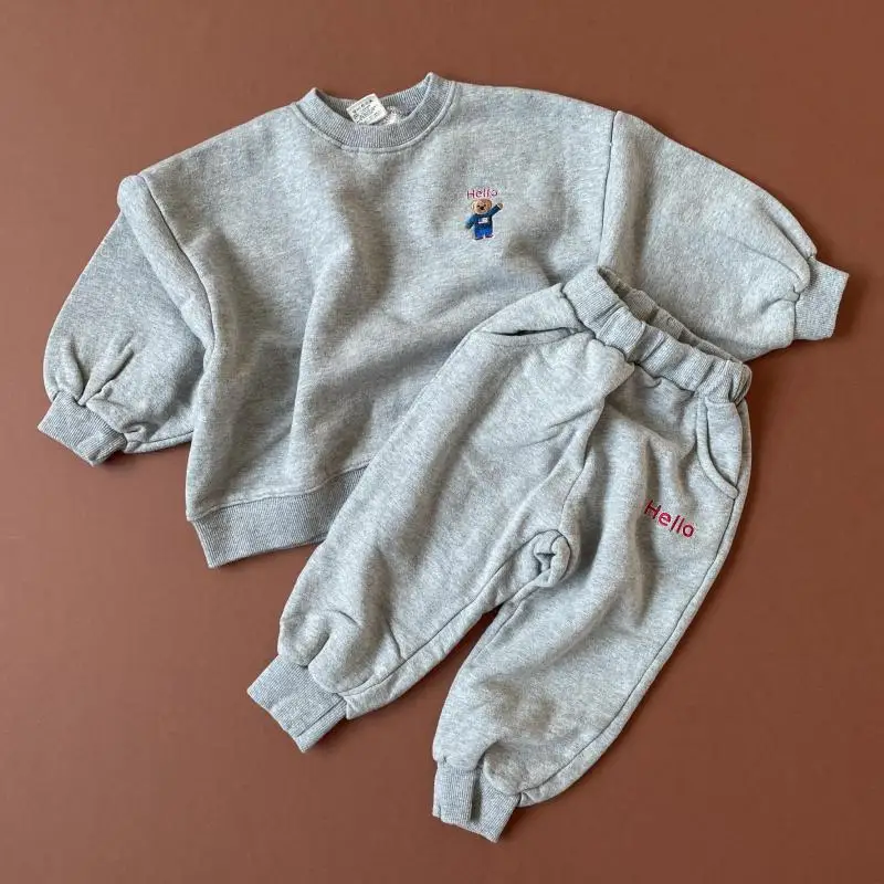 

Spring Autumn Long Sleeve Keep Warm Newborn Two-piece Suit Boys Casual Infant Girls Cartoon Pattern Sweatshirts+Sports Pants