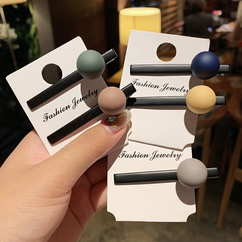 Женские и женские элегантные разноцветные заколки для волос с шариками черные