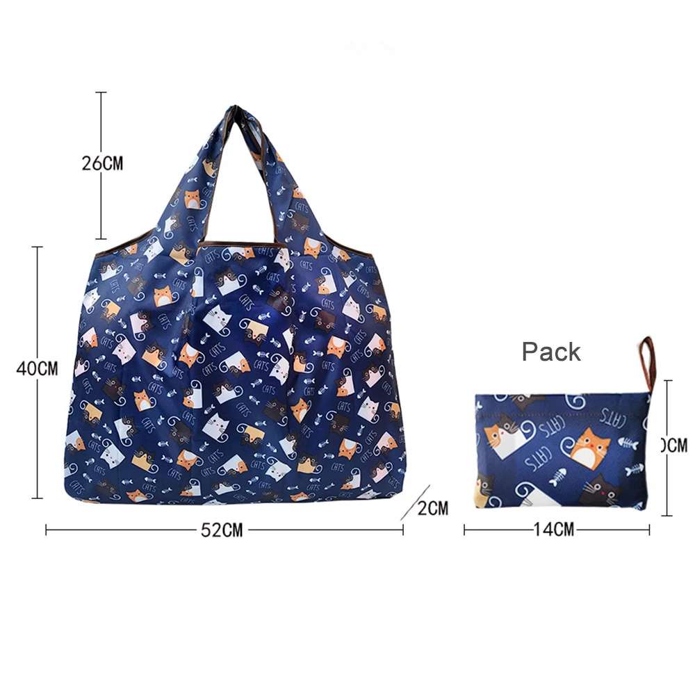 Многоразовые сумки для продуктов складные тканевые моющиеся мешки из полиэстера