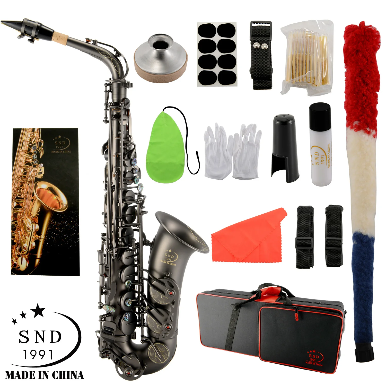 Альт саксофон Snd1991 EB латунный матовый черный E плоский Sax 802 клавиш древесный