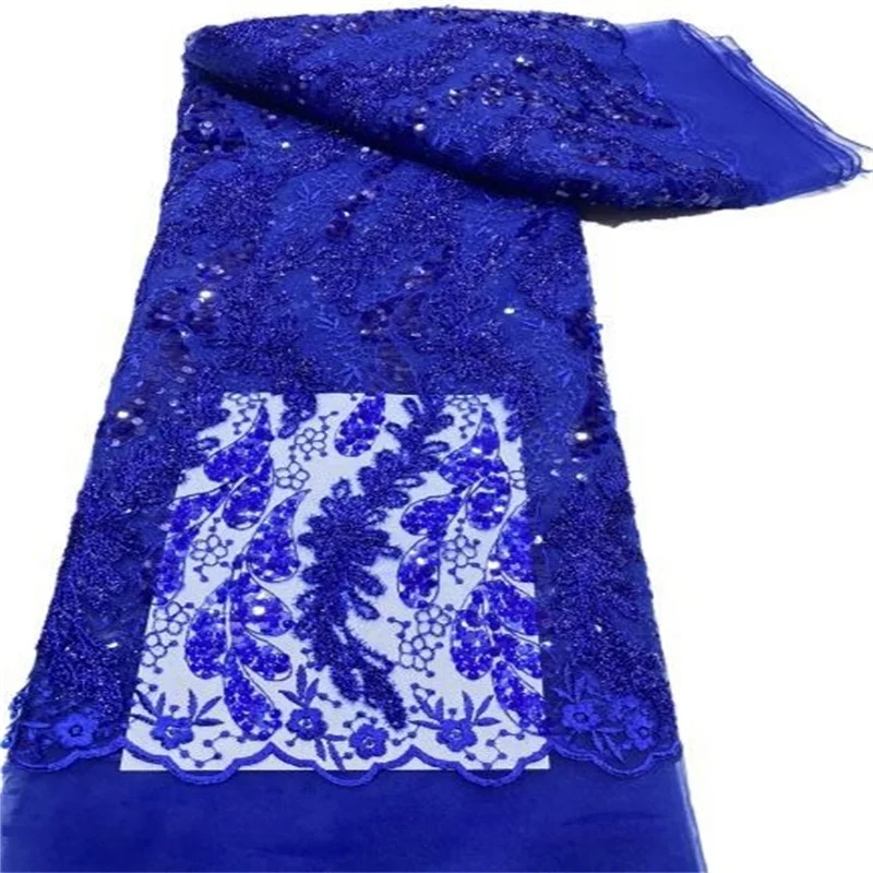 

Green Sequins African Lace Fabric 2022 Royal Blue High Quality Nigerian French Tulle Lace Fabric Sequined Mesh For Wedding Sew