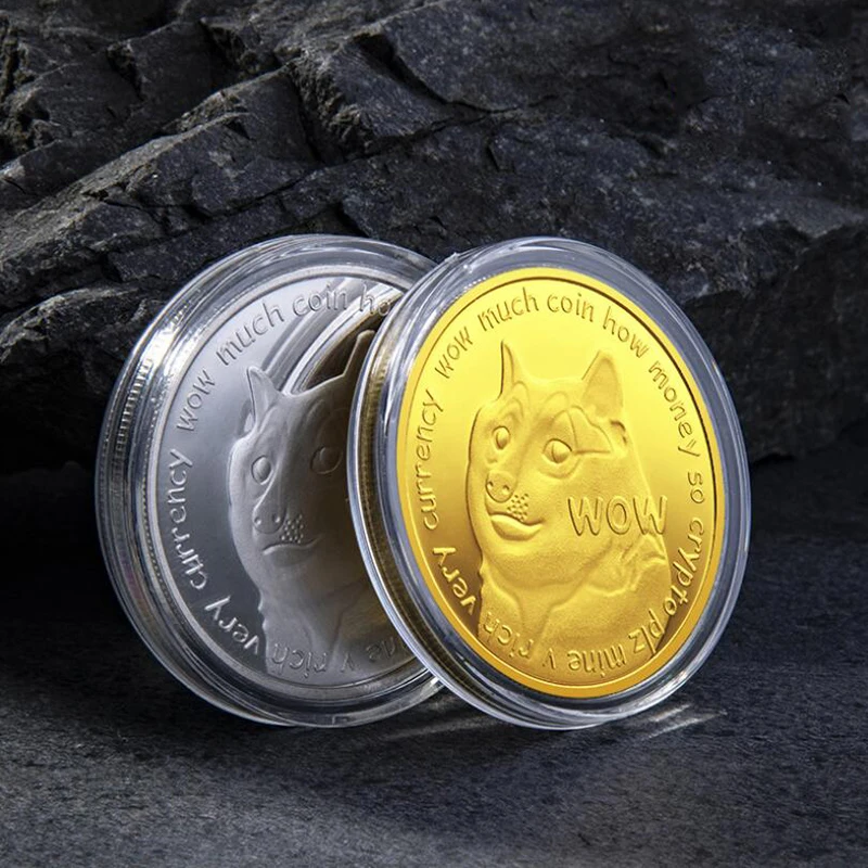 Забавная Золотая Серебряная монета Dogecoin коллекционная криптовалюта красивые