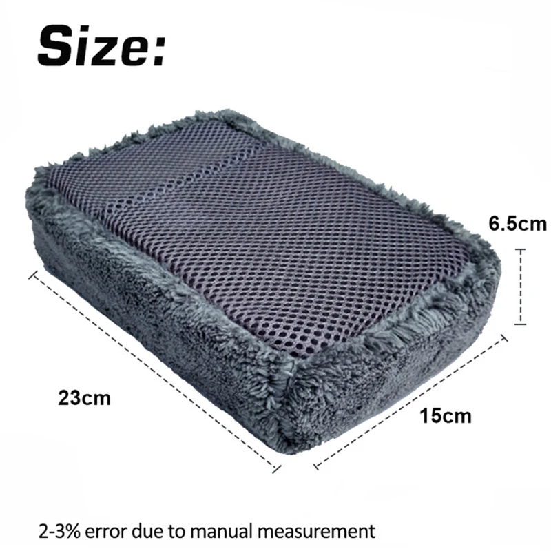 

3Pcs Car Wash Mesh Cloth Sponge Block High-density Wiping Sponge Block With Pocket Mesh Hole Coral Velvet Car Cleaning Polishing