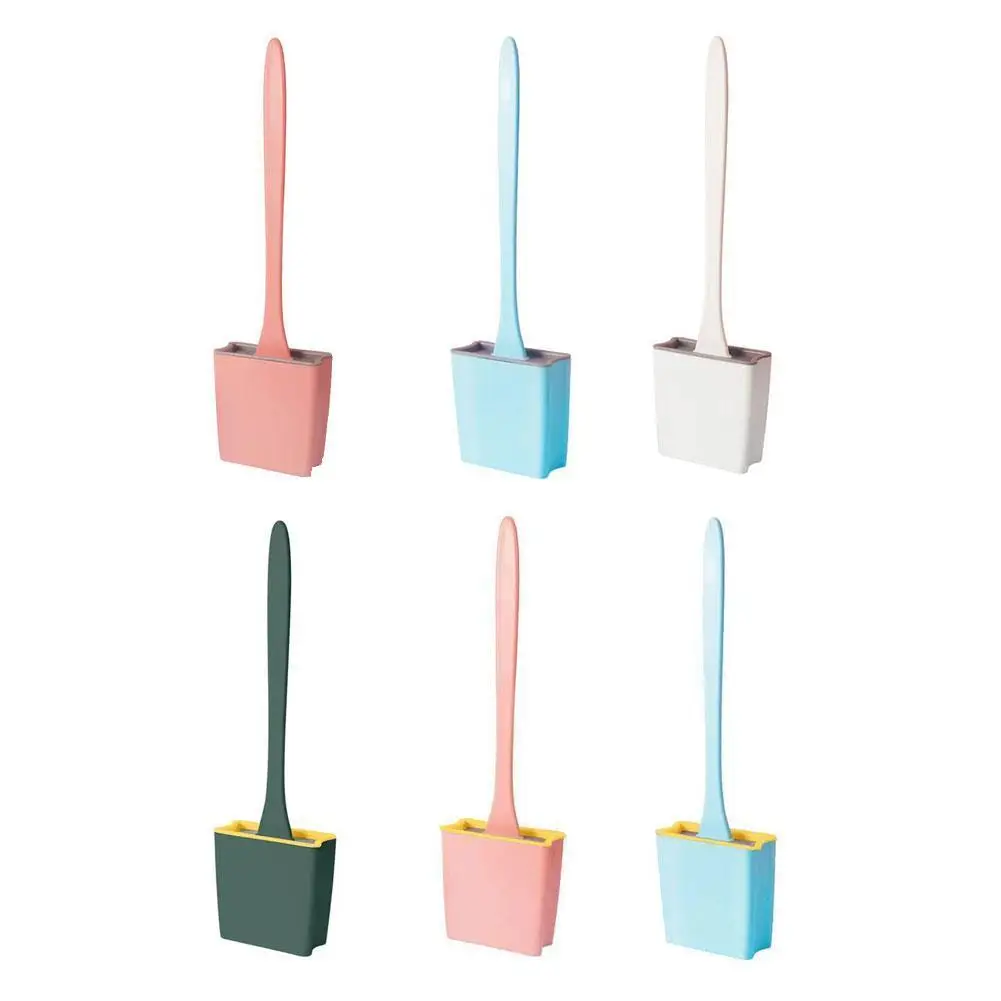 

Silicone Toilet Brush Wc cleaner toilet brush with Soft Cleaning holder Brush Bristles Bathroom Head Flat Accessory Flexibl Q5P0