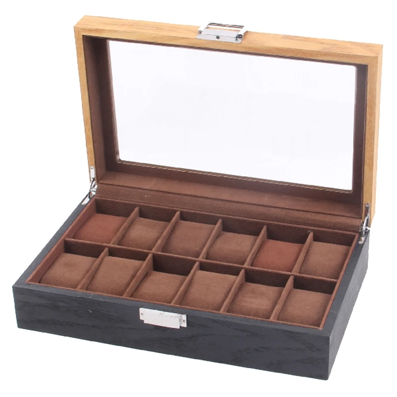 

Retro Wooden Watch Display Case, Glass Topped Wooden Watch Display Case Watch Organizerr,Jewelry Storage Case