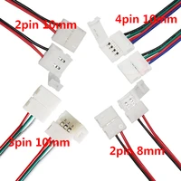 5 10pcs 2pin 3pin 4pin 8mm 10mm led pcb adapter connector for 3528 5050 single color rgb led strip light