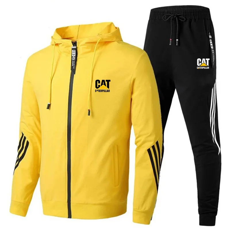

Men's Tracksuit 2 Piece Striped Sportswear Suit Fashion Outdoor Running Sports Hooded+Pants Casual Track Suit Fashion Men Sets