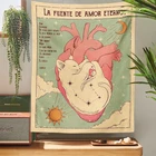 Настенный гобелен с изображением кота Таро, солнца, луны, вечного сердца