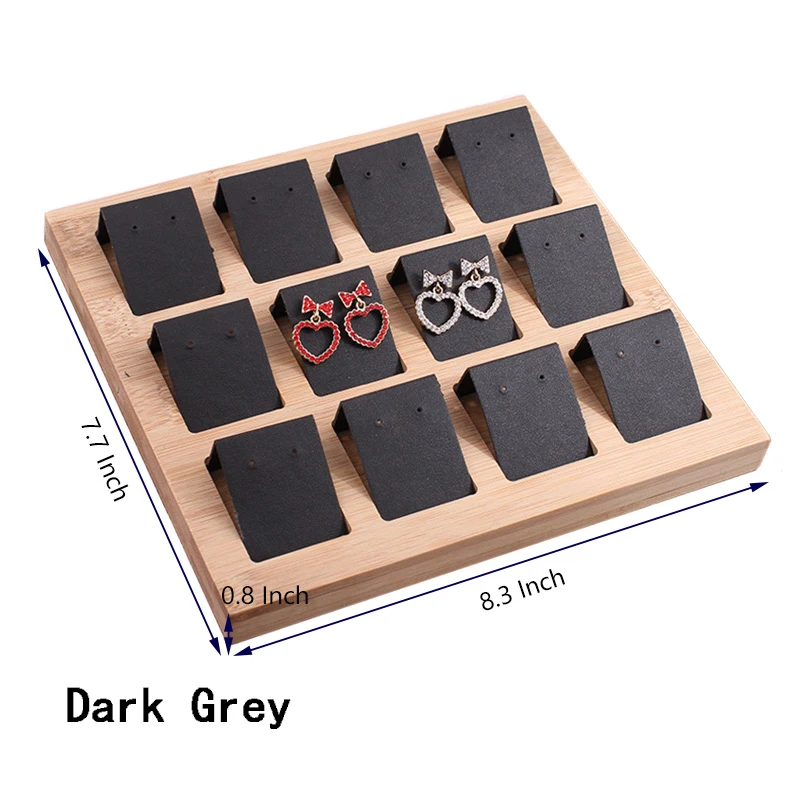 Dark Grey Бамбуковые бархатные 12 Сетки активности серьги Дисплей Стенд органайзер для сережек вешалка для украшений ювелирные изделия Дисплей стенд - Цвет: Dark Grey
