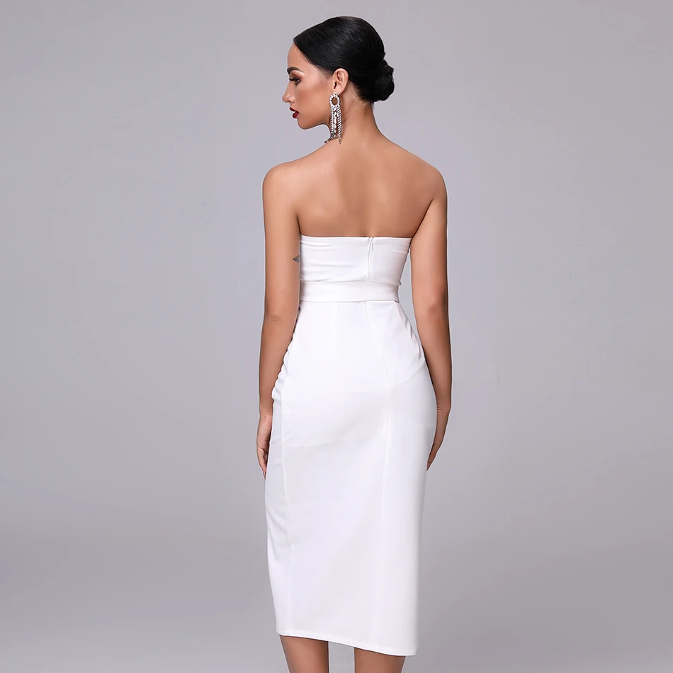 2020 летнее Новое Белое элегантное женское Обтягивающее Платье-миди с открытыми