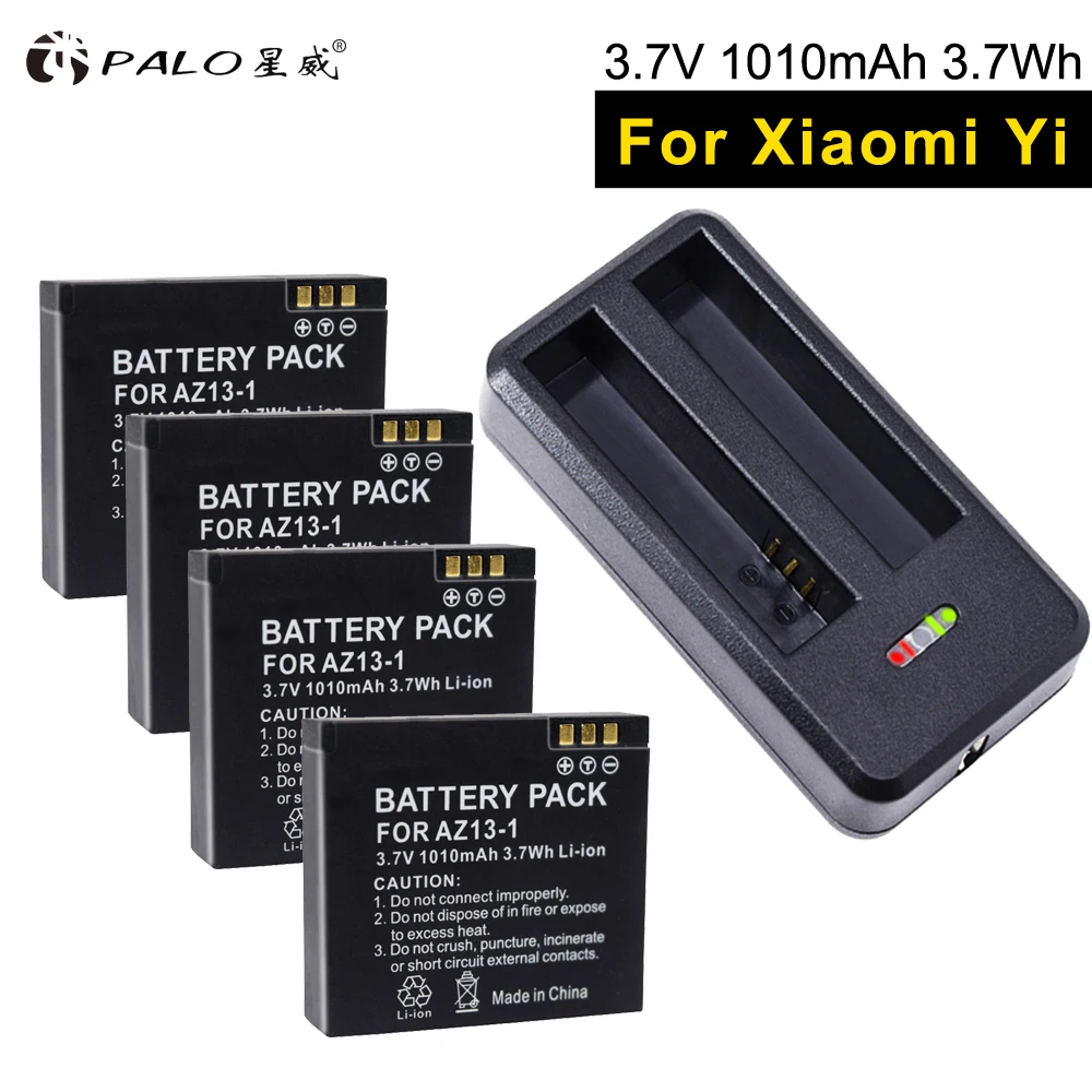 4 шт. аккумуляторы для цифровой камеры 1010 мач Xiaomi YI 2/4Kplus + LED двойное зарядное