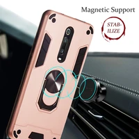 armor shockproof case for xiaomi mi 9t redmi k20 pro magnetic ring stand holder soft tpu frame hard pc protective back cover