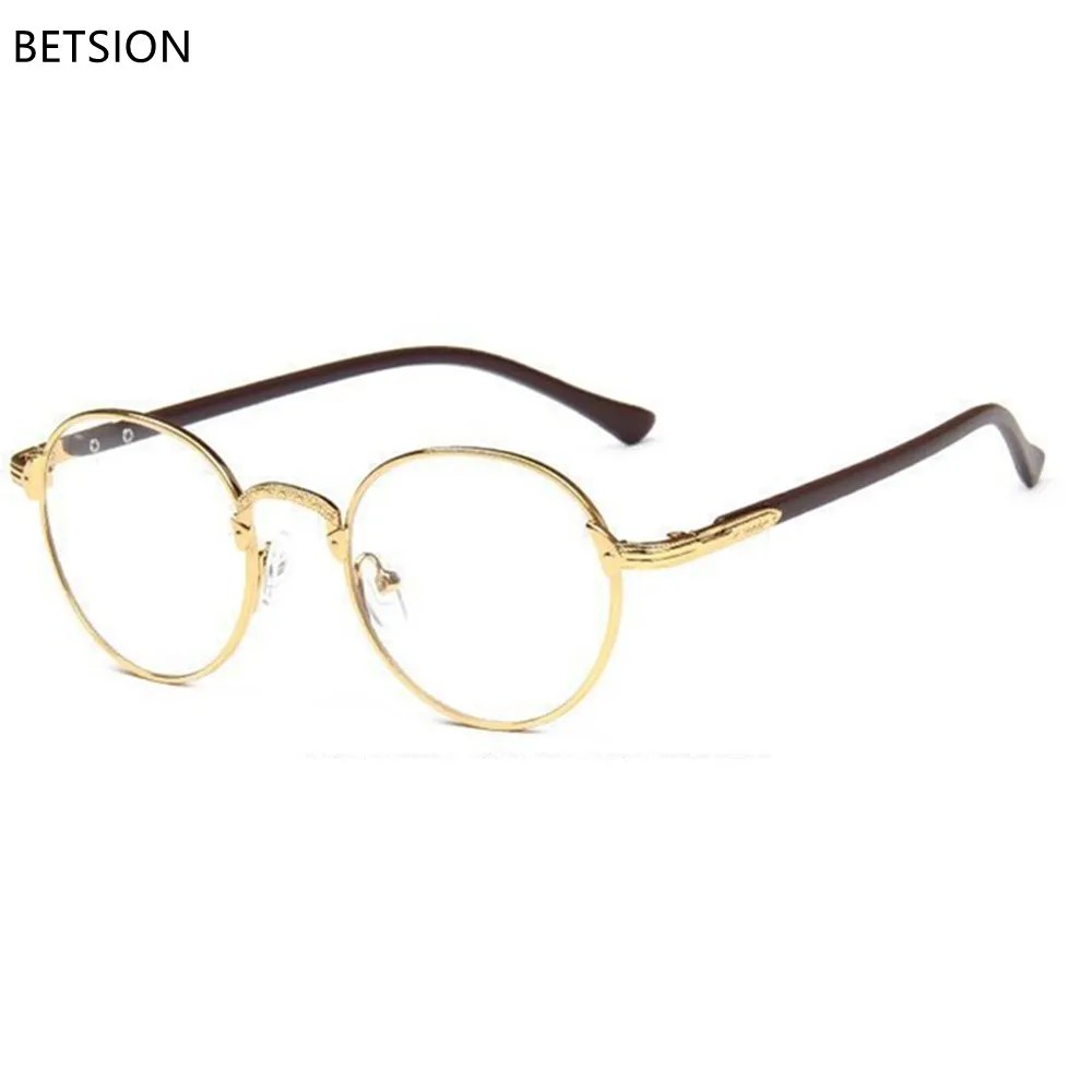 

BETSION Vintage Oval Eyeglass Frame Man Women Plain Glasses Clear Full-Rim Spectacles