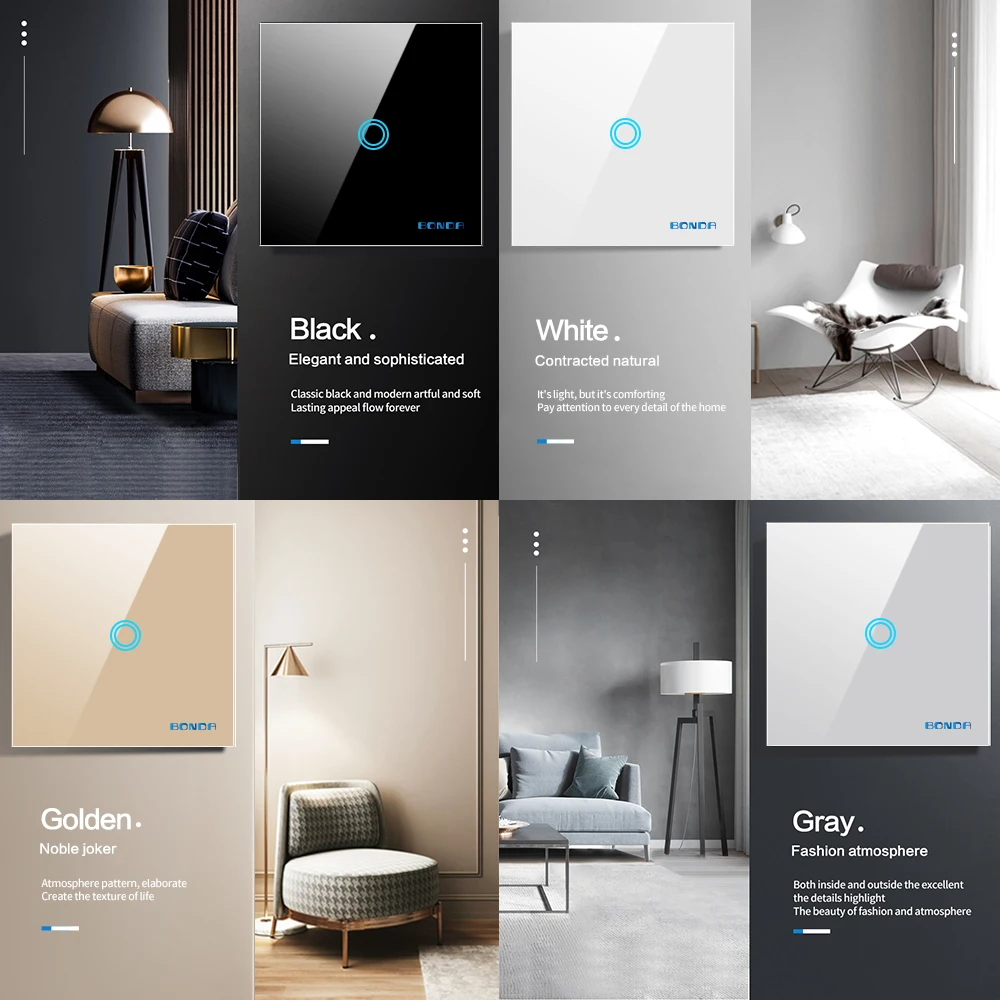 Настенный сенсорный выключатель европейского стандарта белая кристаллическая