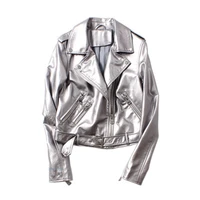 silvery womens jackets autumn winter new womens leather jacket female motorcycle clothing loose coats high quality pu jacket