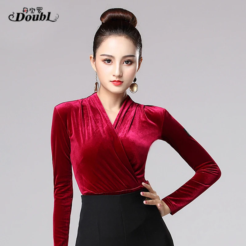 Новинка 2020 женские бархатные толстые топы для латиноамериканских танцев DOUBL