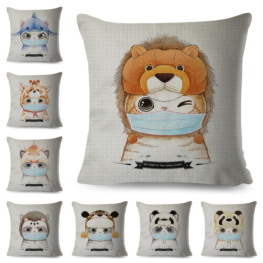 

Чехол для подушки с милым котом, декоративный чехол для подушки, мультяшный чехол для дивана, домашнего автомобиля, детской комнаты 45x45 см