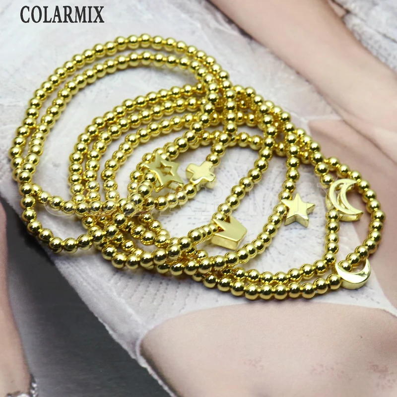 

10pieces Beaded bracelets mix charm jewelry for women golden filled beads bracelets for women 9755