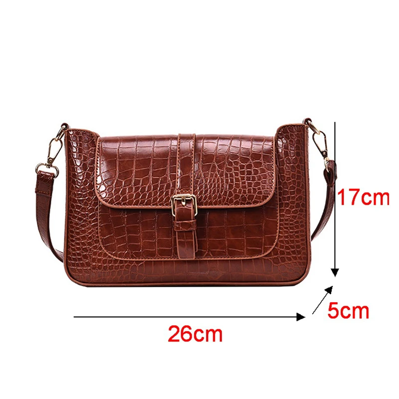 

Ansloth Crocodile Pattern Shoulder Bag Women Solid Color Flap Bag Ladies Small Square Bag Female Fashion Handle Bag HPS695