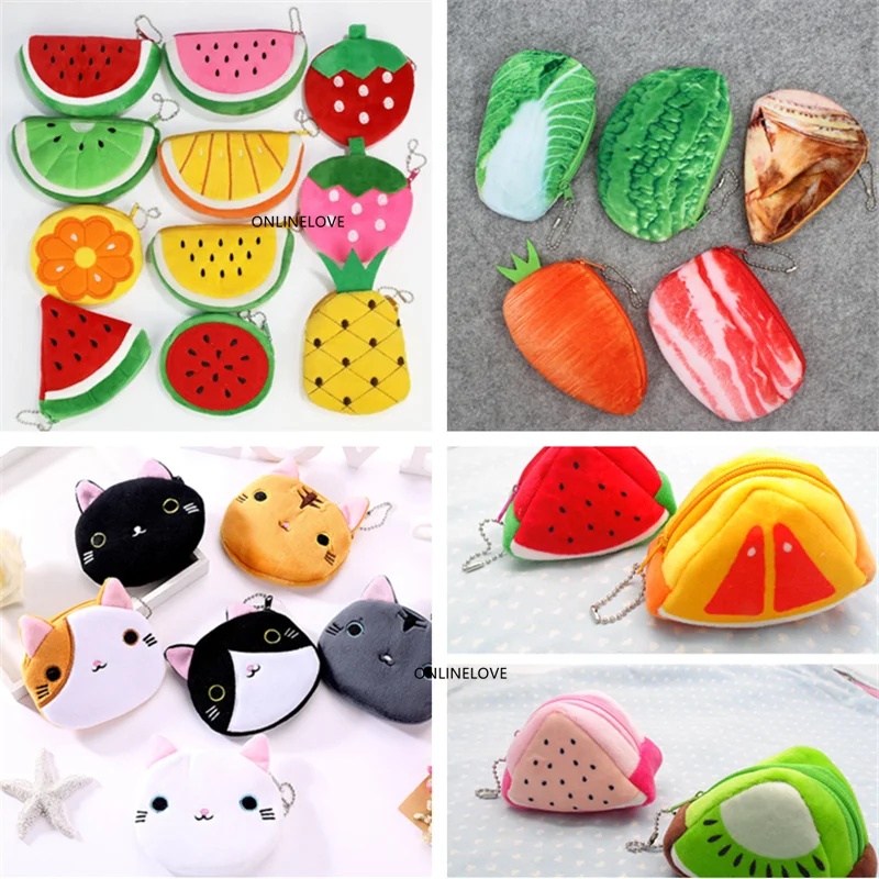 Новый чехол-кошелек для мелочи 8-20 см кошка фрукт животное маленький брелок