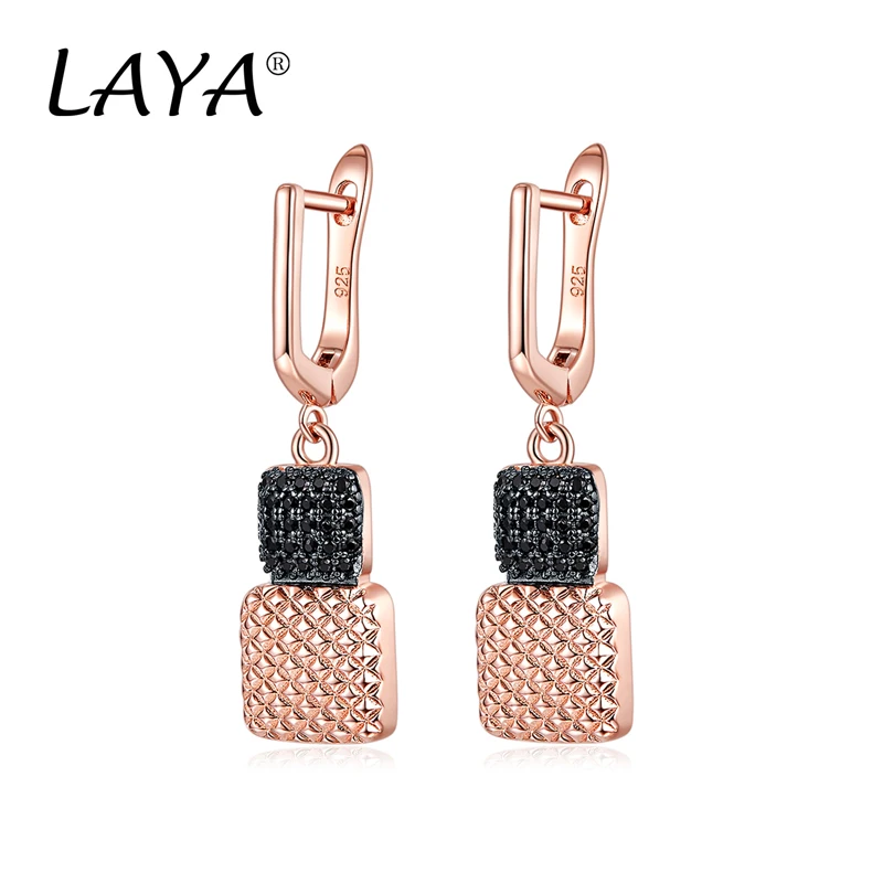 

LAYA 925 Sterling Silver Fashion New Style Simple High Quality Zircon Earrings For Girls' Party Luxury Jewelry Gift