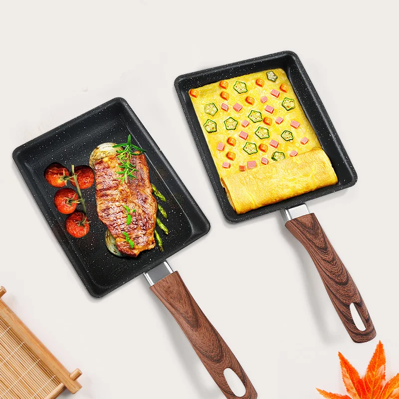 Retangular Omelette Pan Tamagoyaki Non Stick Frying Egg Anti-Scalding Handle Japanese Pancake Maker Pot Kitchen Cookware | Дом и сад