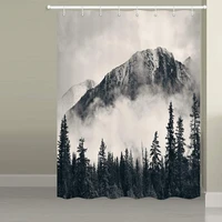 rv shower curtain foggy forest smokey mountain cliff natural landscape waterproof with hooks bath curtains bathroom home decor