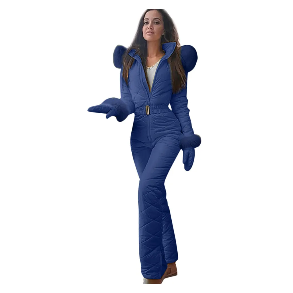 Комбинезон зимнее пальто женский модный Повседневный плотный костюм для