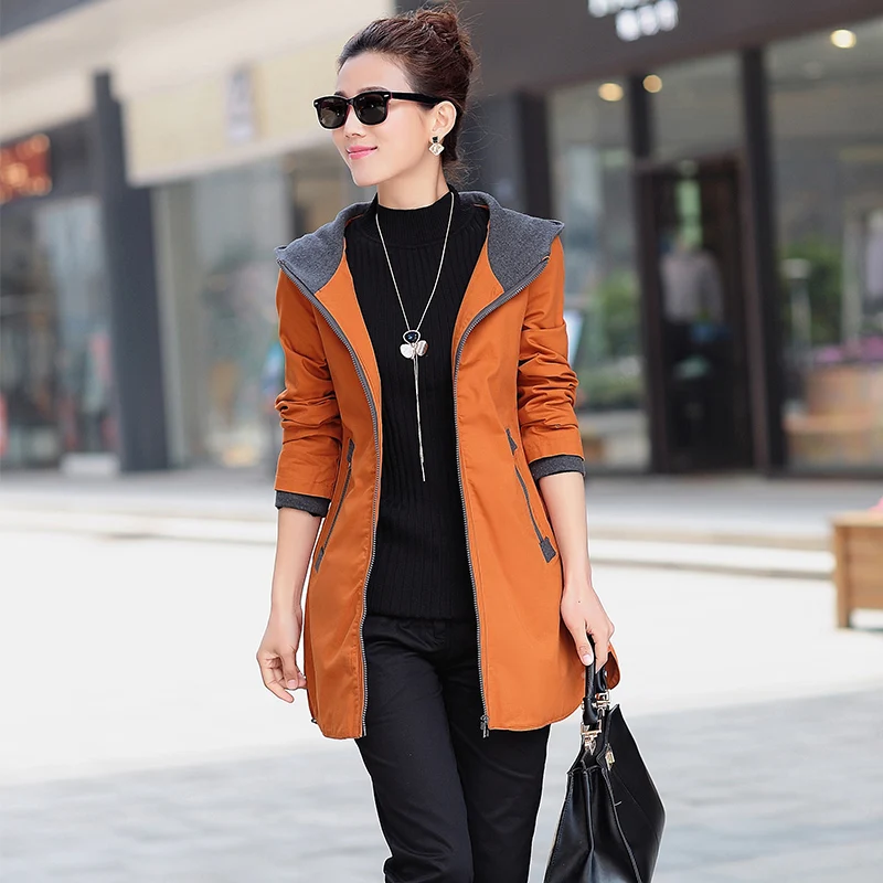 Новинка осенне зимний женский тренчкот облегающая модная ветровка средней длины