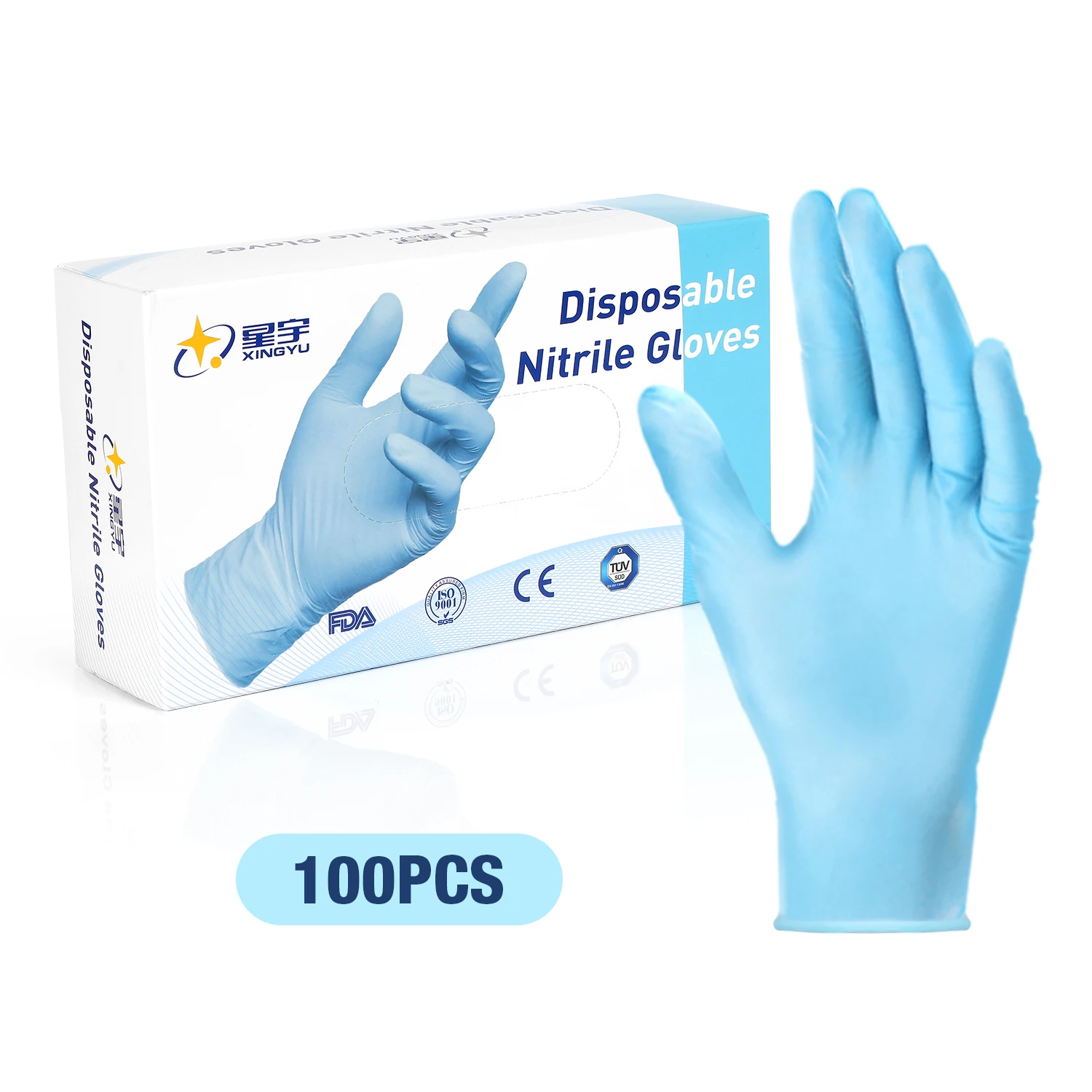 

Одноразовые нитриловые перчатки, синие, 100 шт./50 пар, пищевые водонепроницаемые гипоаллергенные одноразовые защитные перчатки для работы