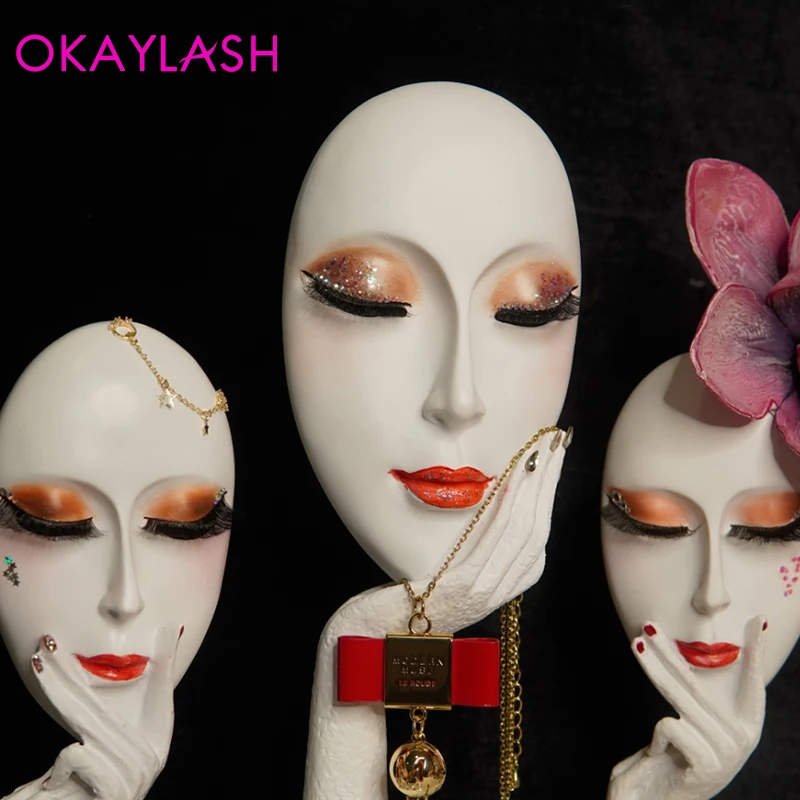 

OKAYLASH New Eyelash Nail Art DIY Makeup Statue Display Head Model Beaity Salon Decoration Face Stand Sculpture
