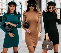 hot sale in 2020 european and american independent station ebay pop up fashion fried street knit sweater puff sleeve dress